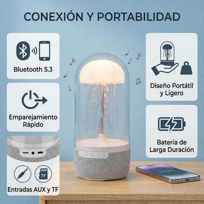 Lámpara de Medusa con Altavoz Inalámbrico Bluetooth y Luz LED